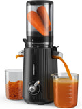 ACOQOOS Extracteur de jus lent pour fruits et légumes, grande ouverture 110 mm, facile à nettoyer, 2 récipients, noir 1