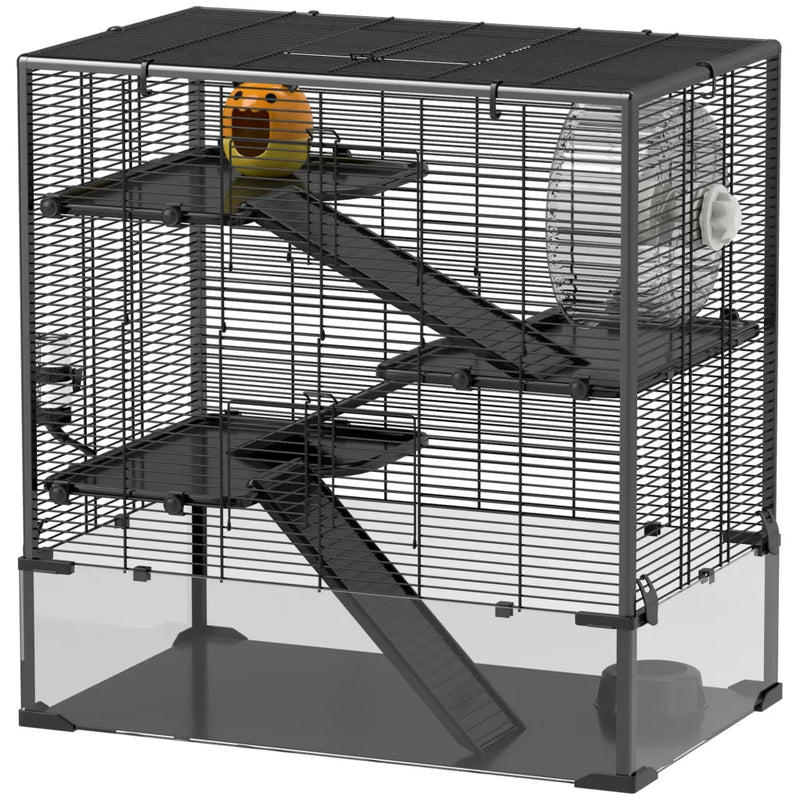 PawHut Cage pour hamster nain à plusieurs niveaux – Fond en verre trempé