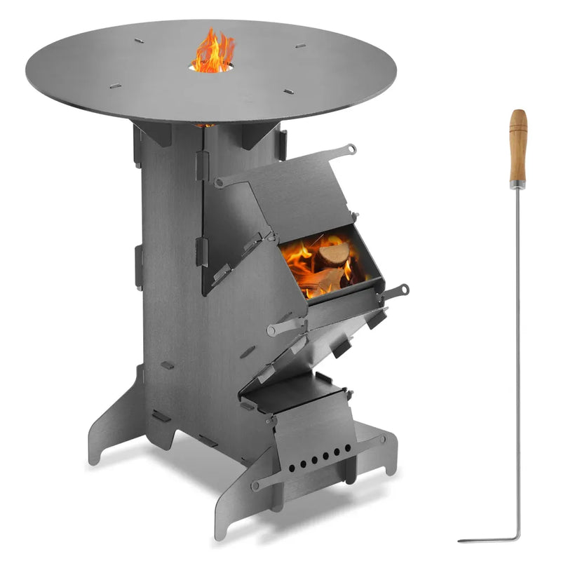 Sonnewelt Réchaud fusée Fire en fonte avec plaque de cuisson
