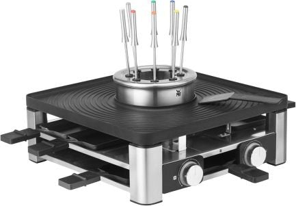 WMF Lumero Station Gourmet 3-en-1 pour 8 personnes – Raclette/fondue, température réglable, éclairage, 1800 W, compacte