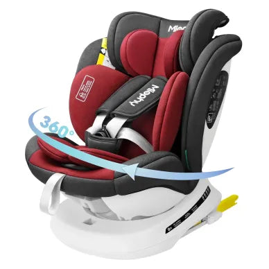 Miophy Siège auto i-Size pivotant 360° – Groupe 0+/1/2/3, 0–12 ans, 40–150 cm, ISOFIX, couleur i-Wine