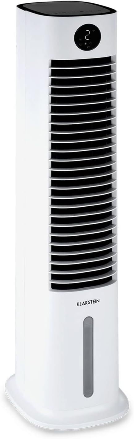 Klarstein Rafraîchisseur d’air à eau 5-en-1 – Refroidissement évaporatif, humidificateur, ventilateur et purificateur, contrôle via application, 80 W, débit d’air 462 m³/h, blanc