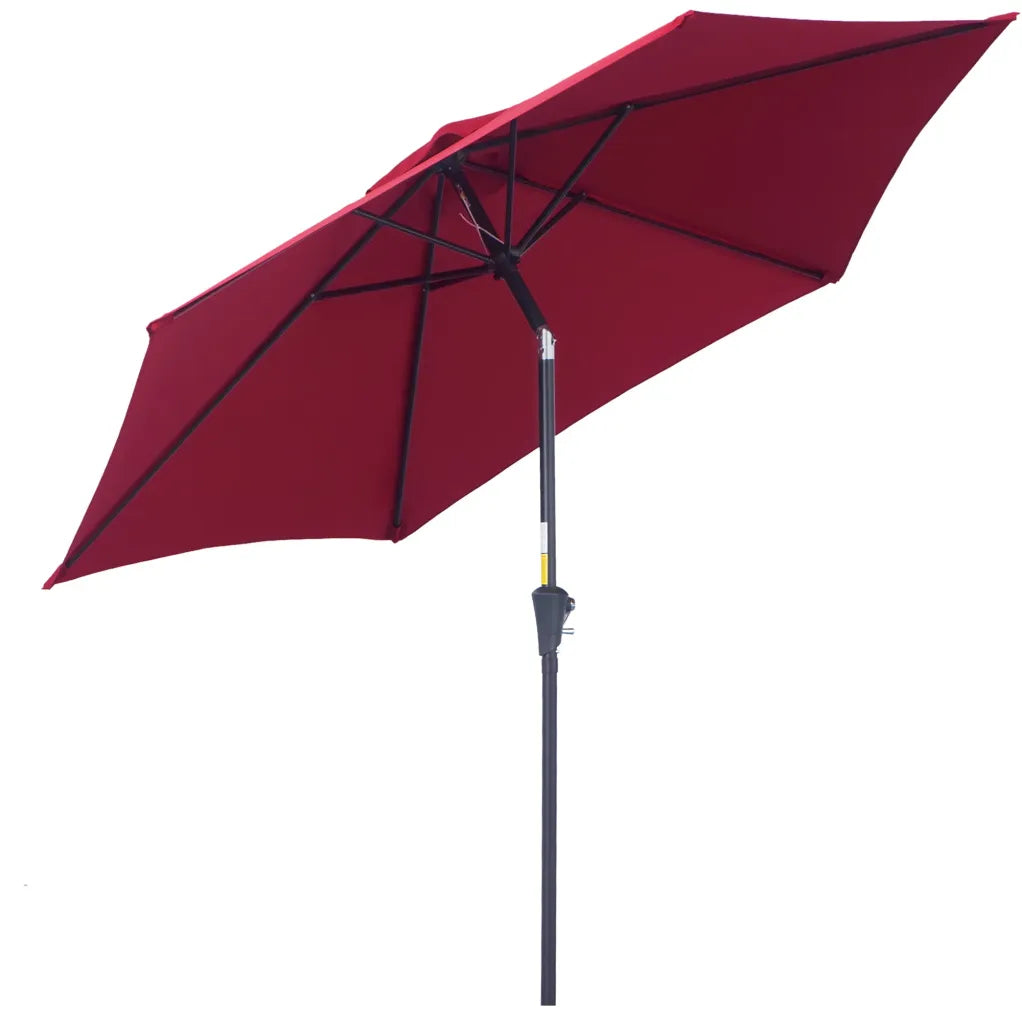 Outsunny Parasol aluminium rouge – Inclinable avec manivelle