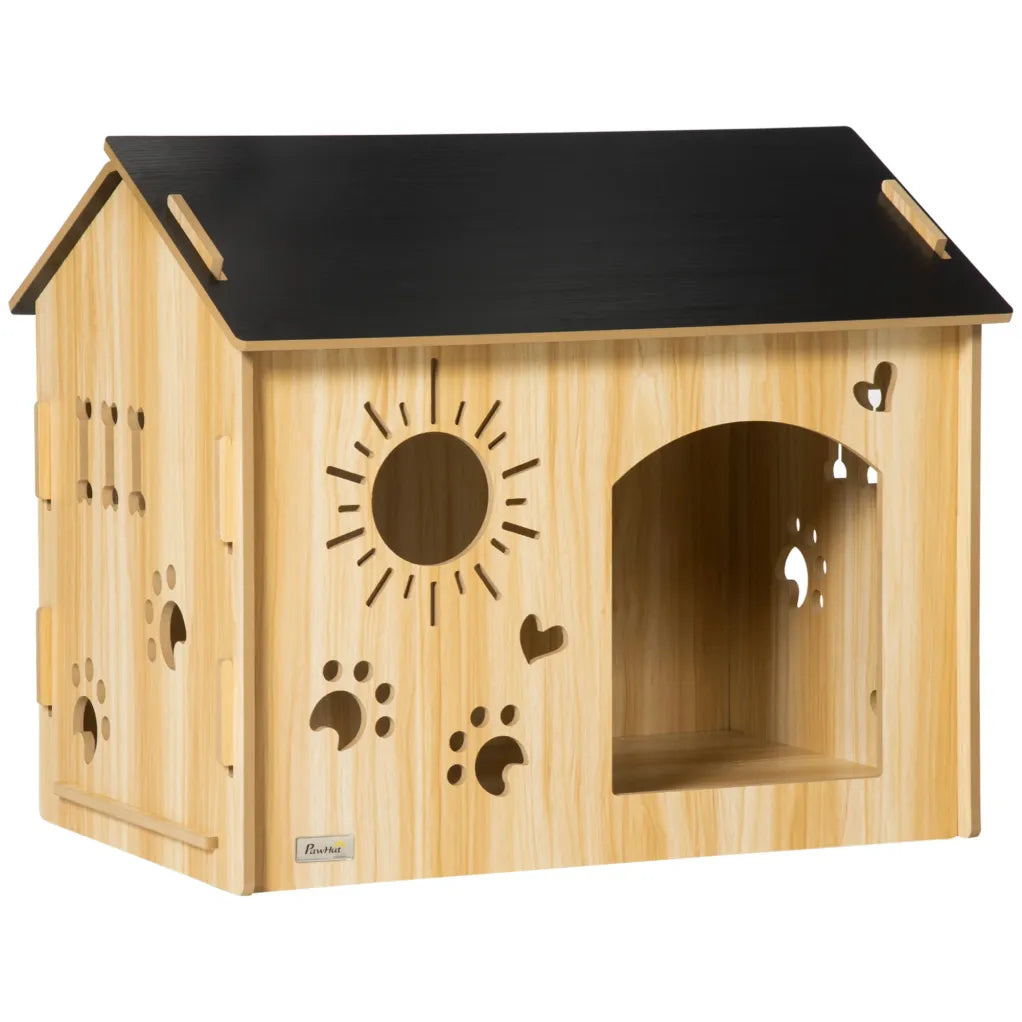 PawHut Niche pour chien spacieuse avec ouvertures de ventilation décoratives