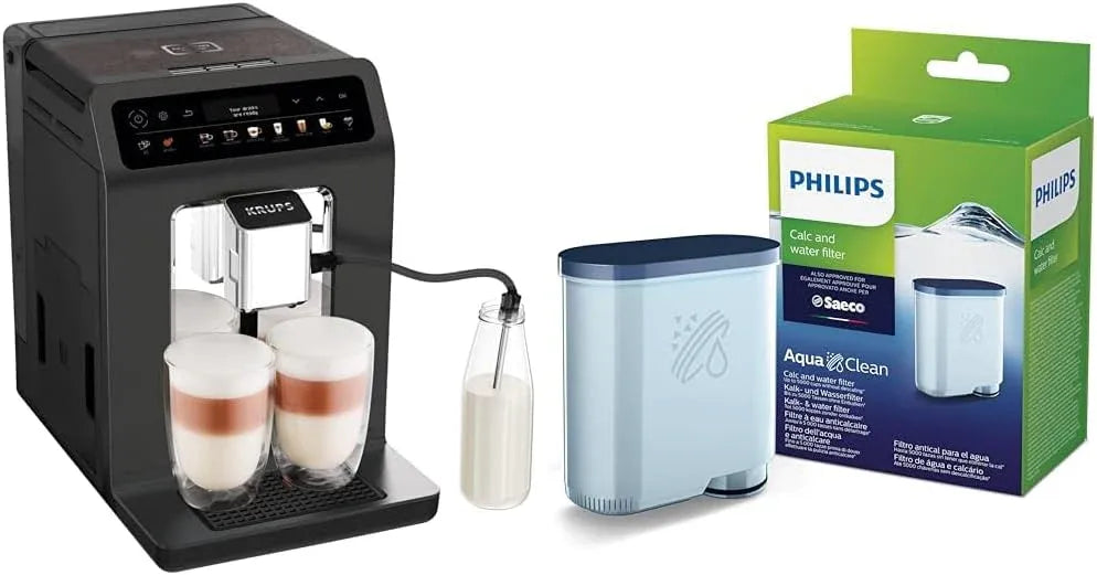 Krups Evidence One Machine à café automatique EA895N10 – Tuyau à lait, 12 boissons, fonction 2 tasses, écran couleur, certifiée TÜV, noir