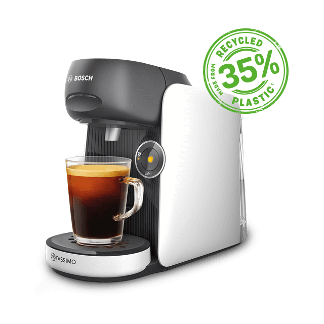Finesse Friendly Black-White Machine à café à capsules – Compacte, noir et blanc, simple à utiliser pour un café rapide