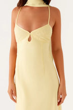Robe Satin Col V Dos Noué
