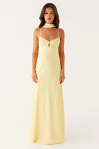 Robe Satin Col V Dos Noué