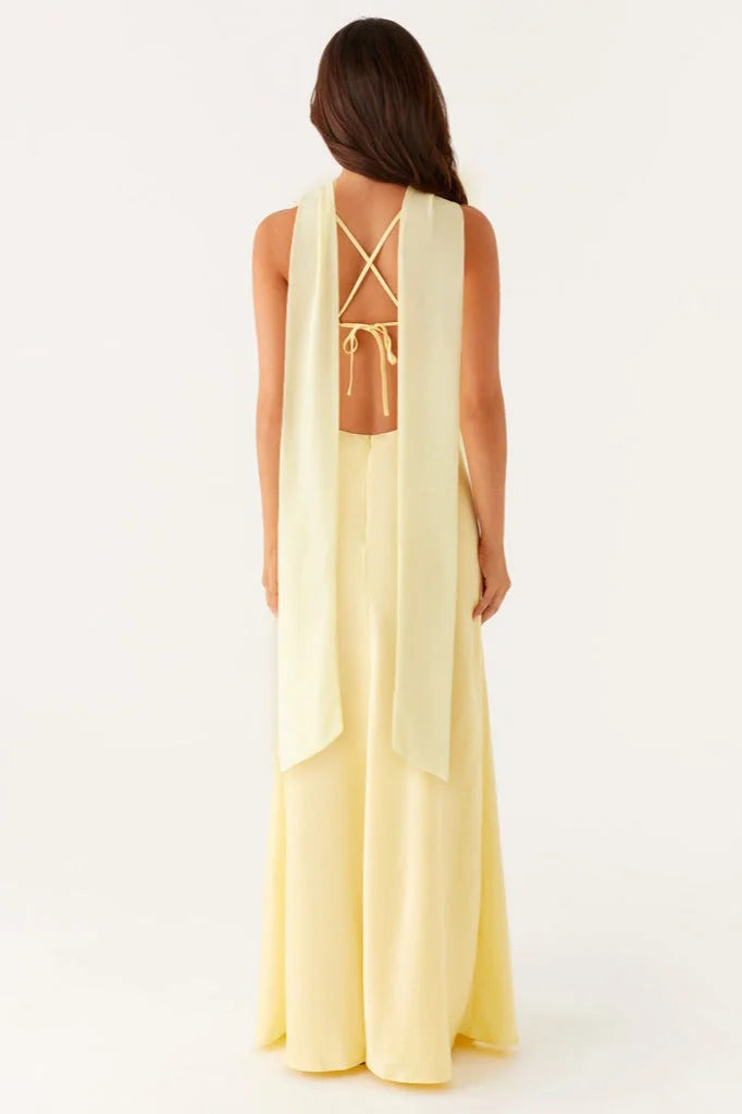 Robe Satin Col V Dos Noué
