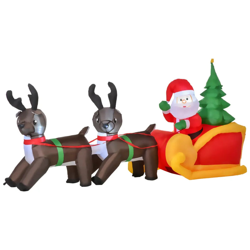 HOMCOM Père Noël gonflable avec traîneau et rennes, LED, IP44 1