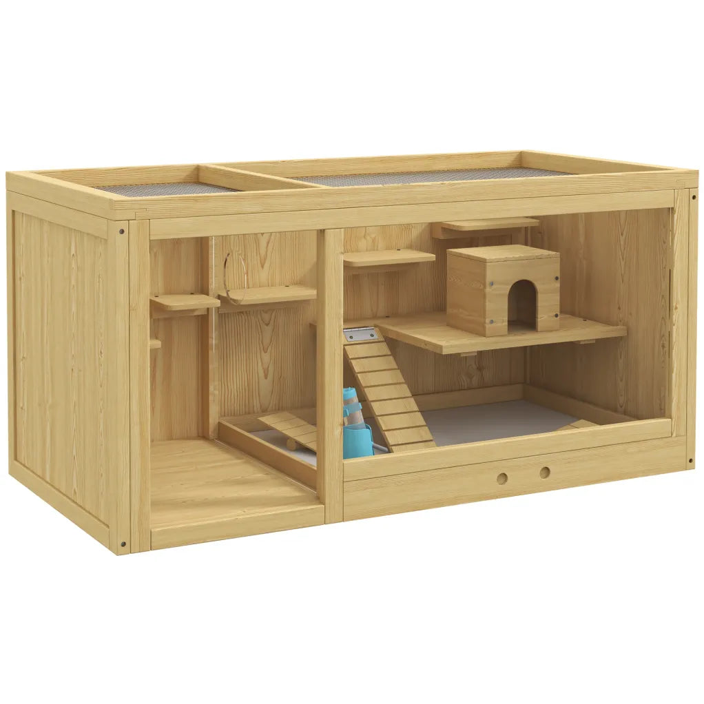 PawHut Cage à hamster / petits animaux à plusieurs niveaux avec accessoires, bois 1
