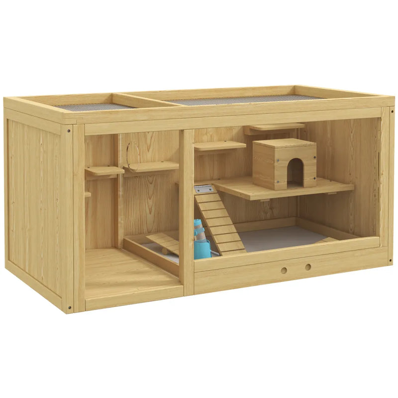 PawHut Cage à hamster / petits animaux à plusieurs niveaux avec accessoires, bois 1