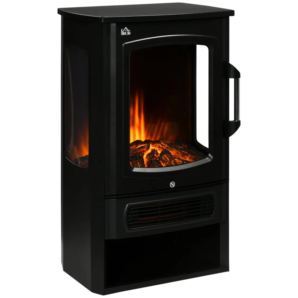HOMCOM Cheminée électrique à effet flamme LED, 2 niveaux de chauffe, protection contre la surchauffe 1
