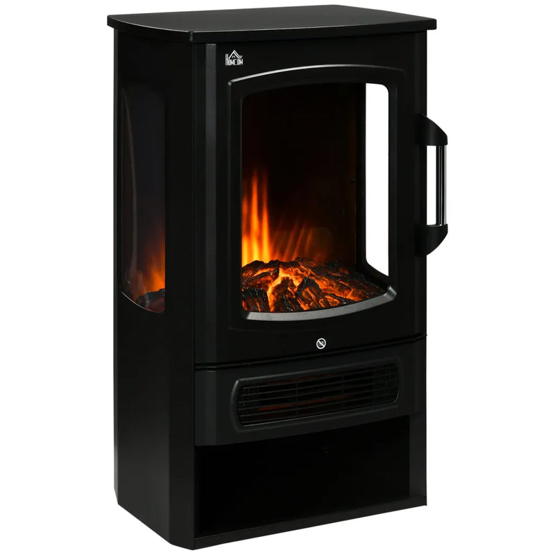 HOMCOM Cheminée électrique à effet flamme LED, 2 niveaux de chauffe, protection contre la surchauffe 1
